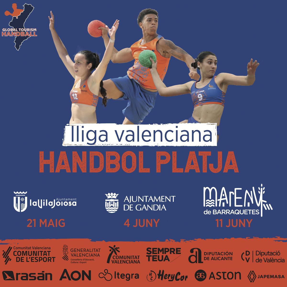 Cartel anunciador de la LLIGA HANDBOL PLATJA 2023.