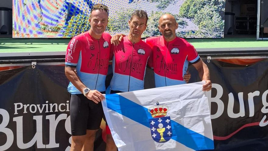 Carlos Blanco, Jorge Figueiras y José Ramón Villamediana, al término de la prueba burgalesa.