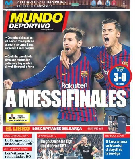 Portada MUNDO DEPORTIVO miércoles 17 de abril 2019