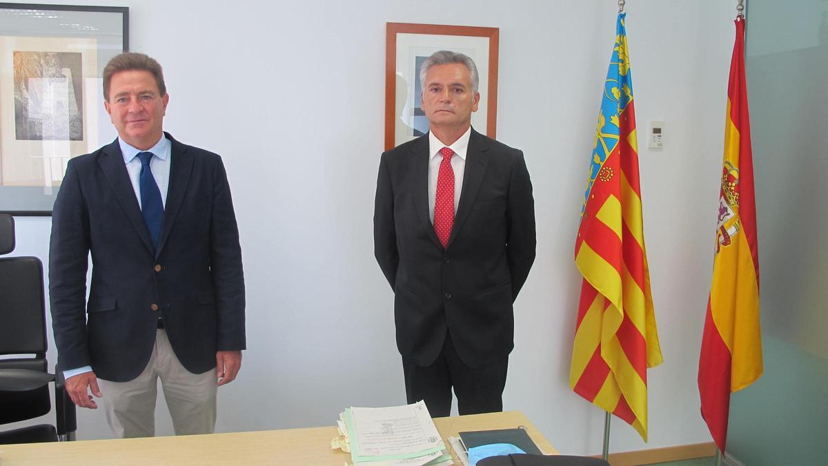 Juan Carlos Cerón, presidente de la Audiencia de Alicante (ida) y José Teófilo Jiménez Morago, presidente de la Sección Séptima de la Audiencia