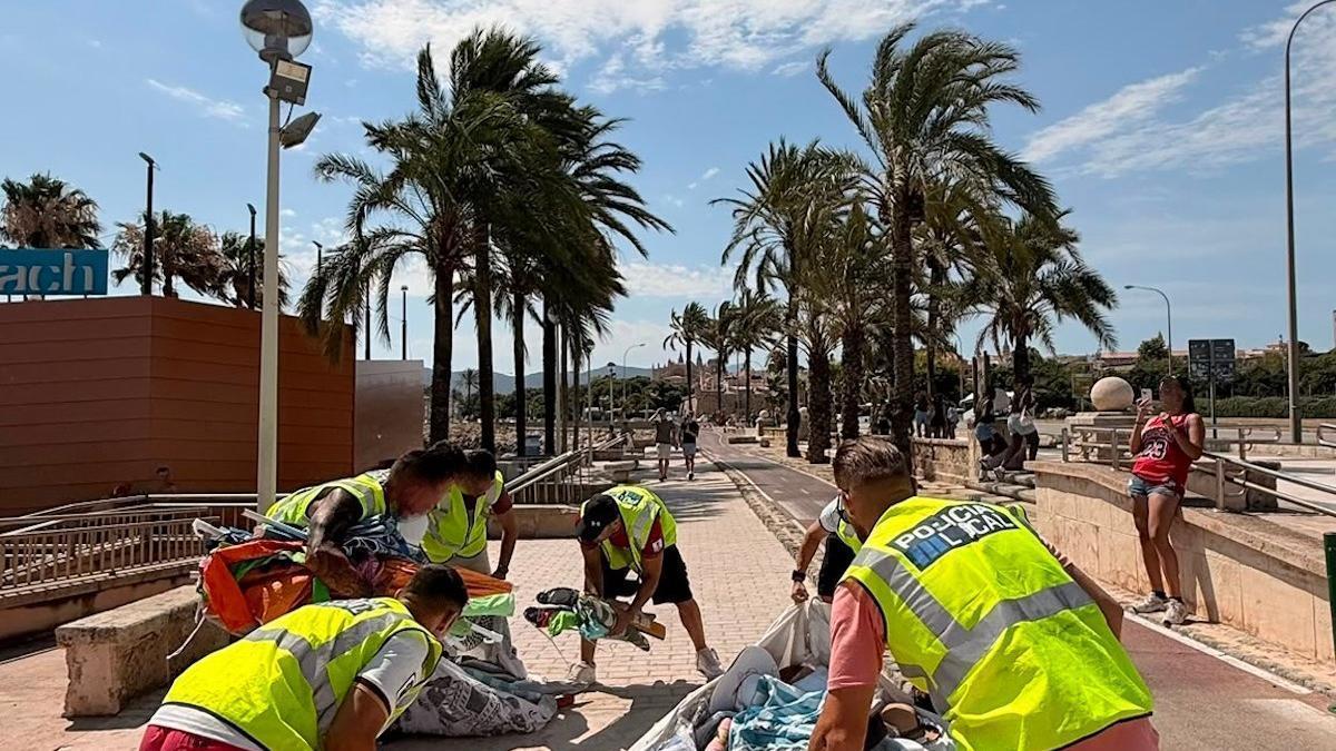 Retirada de los artículos por el cuerpo policial.