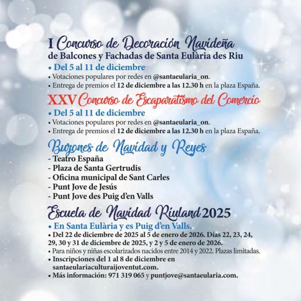 Concursos y actividades que impulsa Santa Eulària para celebrar la Navidad