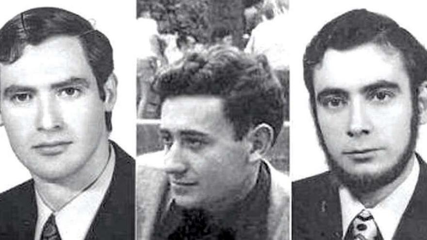 Los tres coruñeses asesinados presuntamente por ETA. De izquierda a derecha, Fernando Quiroga, Jorge Juan García y José Humberto Fouz.