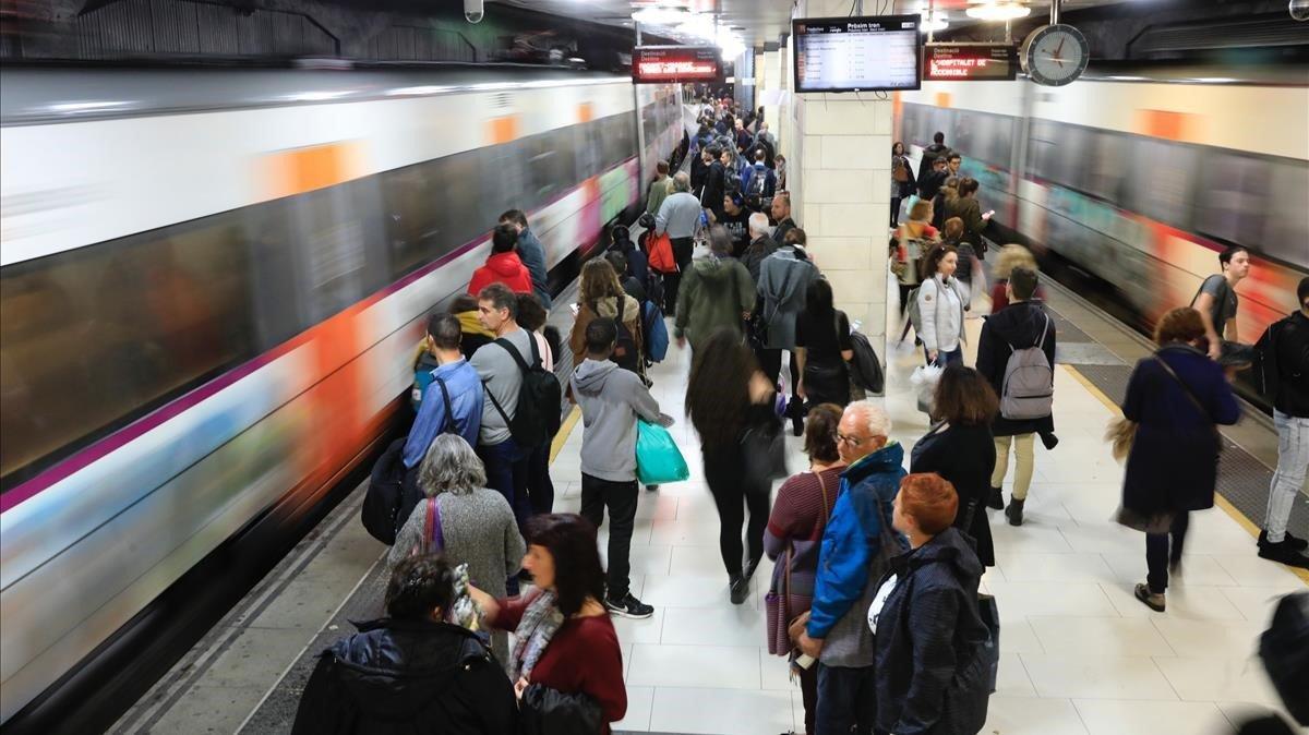 Estación de Rodalies de Plaça Catalunya, en Barcelona.