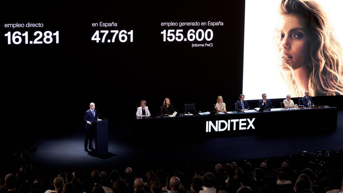 El consejero delegado de Inditex, Óscar García Maceiras, durante la última presentación de resultados