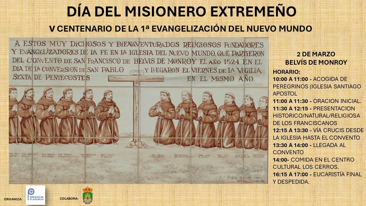 Cartel sobre los actos de la jornada del Día del Misionero Extremeño.