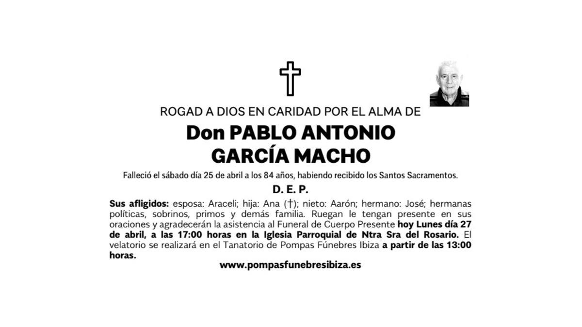 Esquela Pablo Antonio García Macho