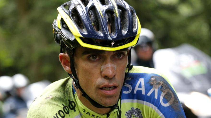 Contador en su última etapa del Tour.