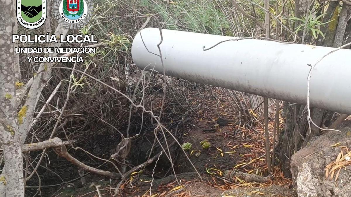 Imagen del vertido de aguas residuales en el barranco del Guiniguada