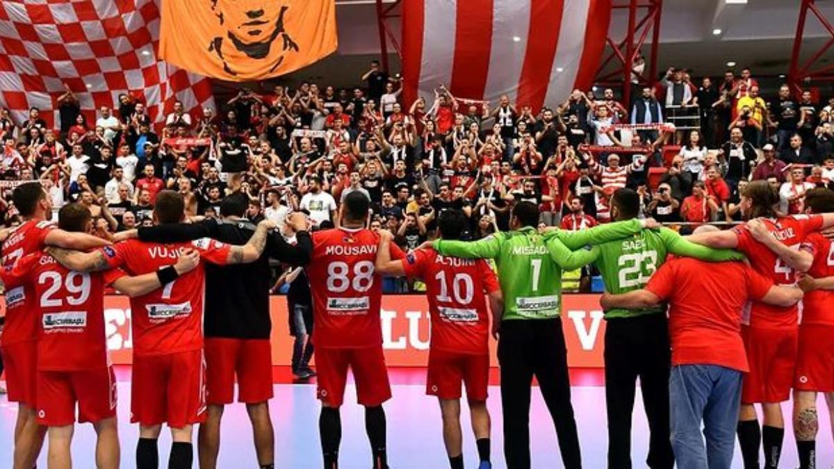 Hubo fiesta tras el empate ante el Veszprém