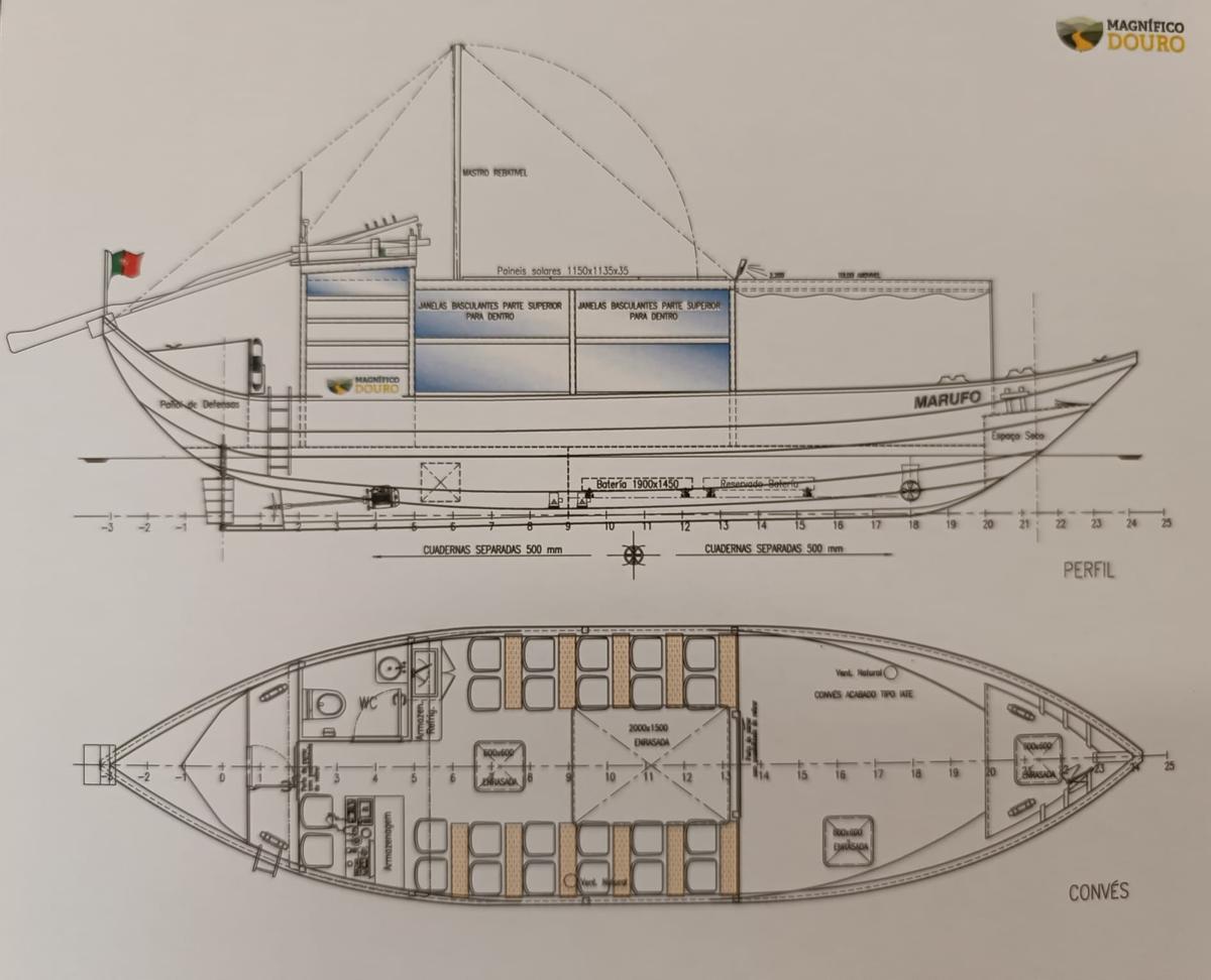 Los planos para el «Marufo», el barco eléctrico que fabricará Astilleros J. M. Armada