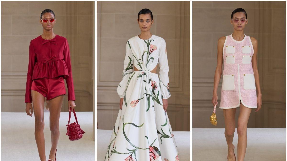 Flores en relieve y lazos como conexión de la romática primavera-verano de Giambattista Valli en París