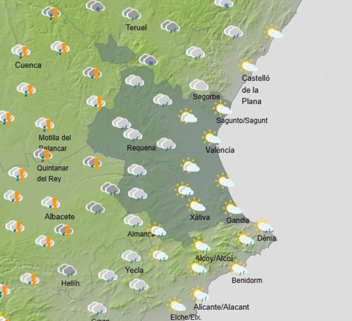 El tiempo en Valencia para el próximo lunes, según la previsión de la Aemet.