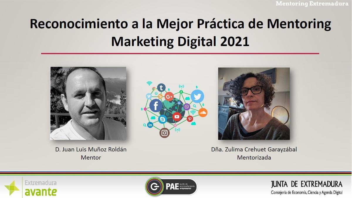 Reconocimiento a la Mejor Práctica de Mentoring Markting Digital 2021