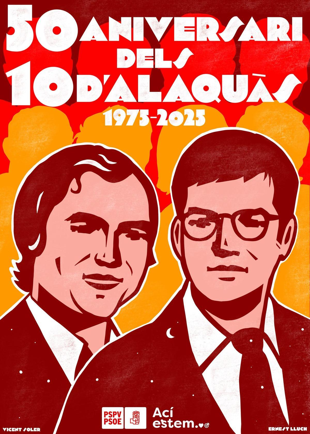 Cartel del PSPV con Soler y Lluch, con diseño de Cesc Roca.