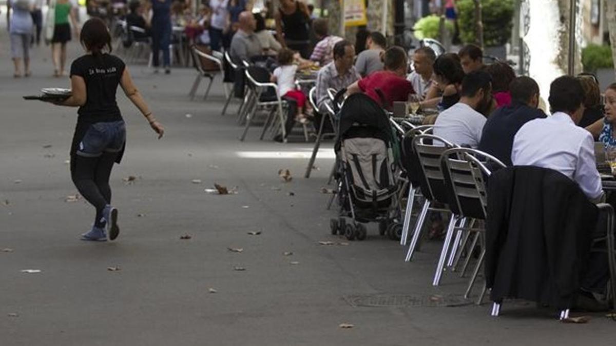 Una terraza de la Rambla