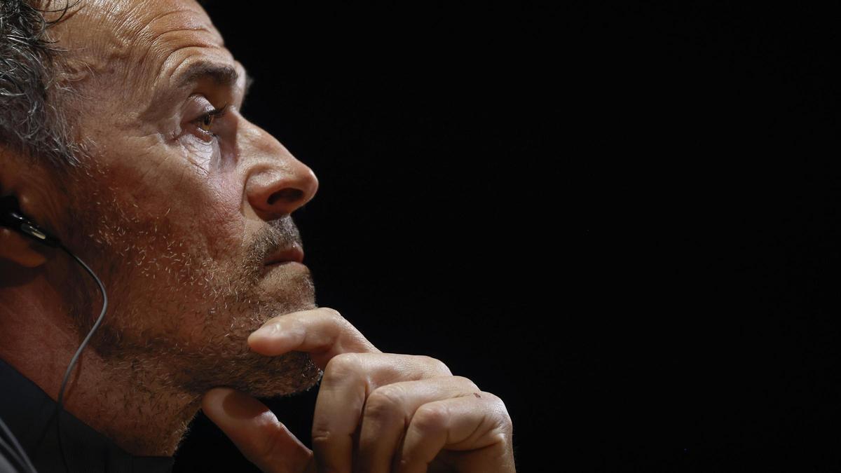 Luis Enrique, en una rueda de prensa.