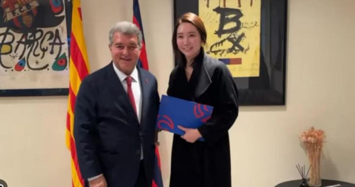 Joan Laporta, junto a Seul Ham, CEO de D-Drive