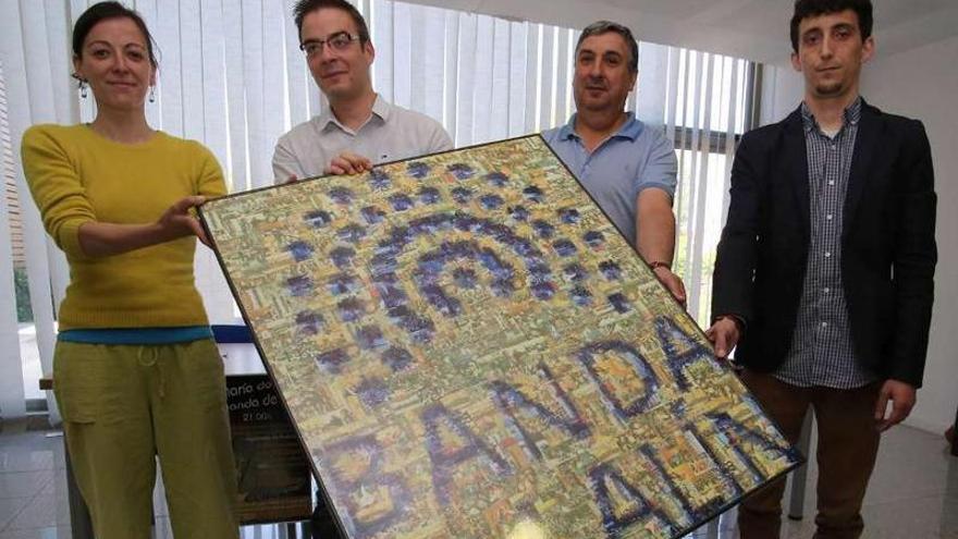 Aleida Doval, Adrián Coego, Manuel Gómez y Óscar Porto, ayer, en el auditorio de Lalín.