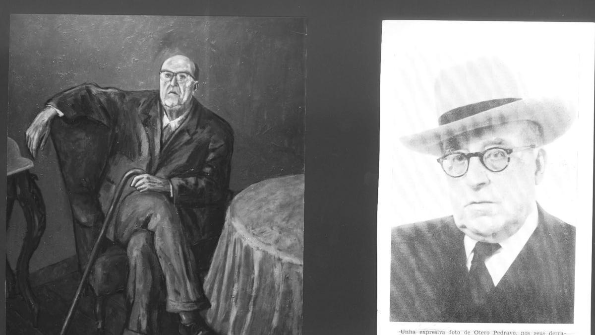 Cuadro y retrato de Ramón Otero Pedrayo.
