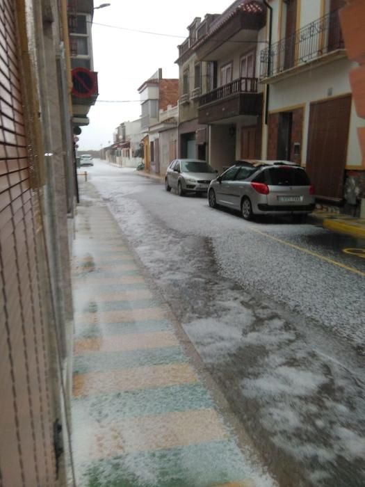 La Ribera cubierta de granizo