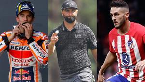 Marc Márquez, Jon Rahm y Koke Resurrección, tres de los deportistas españoles mejor pagados.