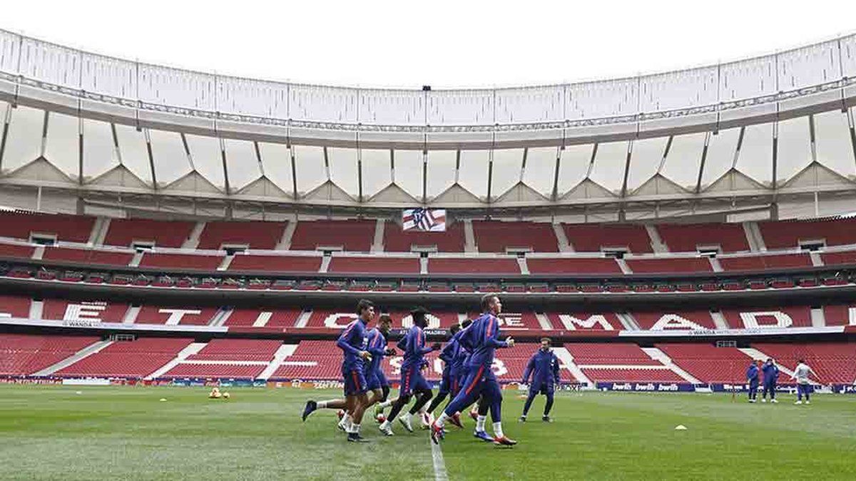 El Atlético de Madrid entrenando en el Wanda