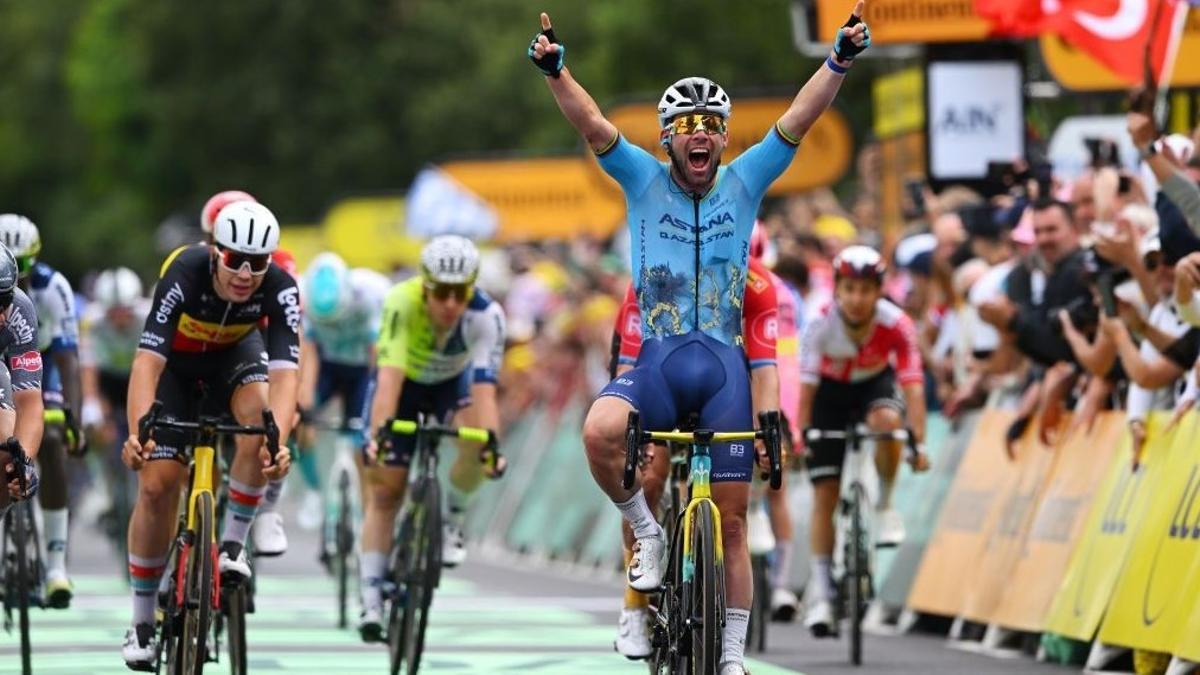 Cavendish celebra su victoria en el Tour este miércoles.