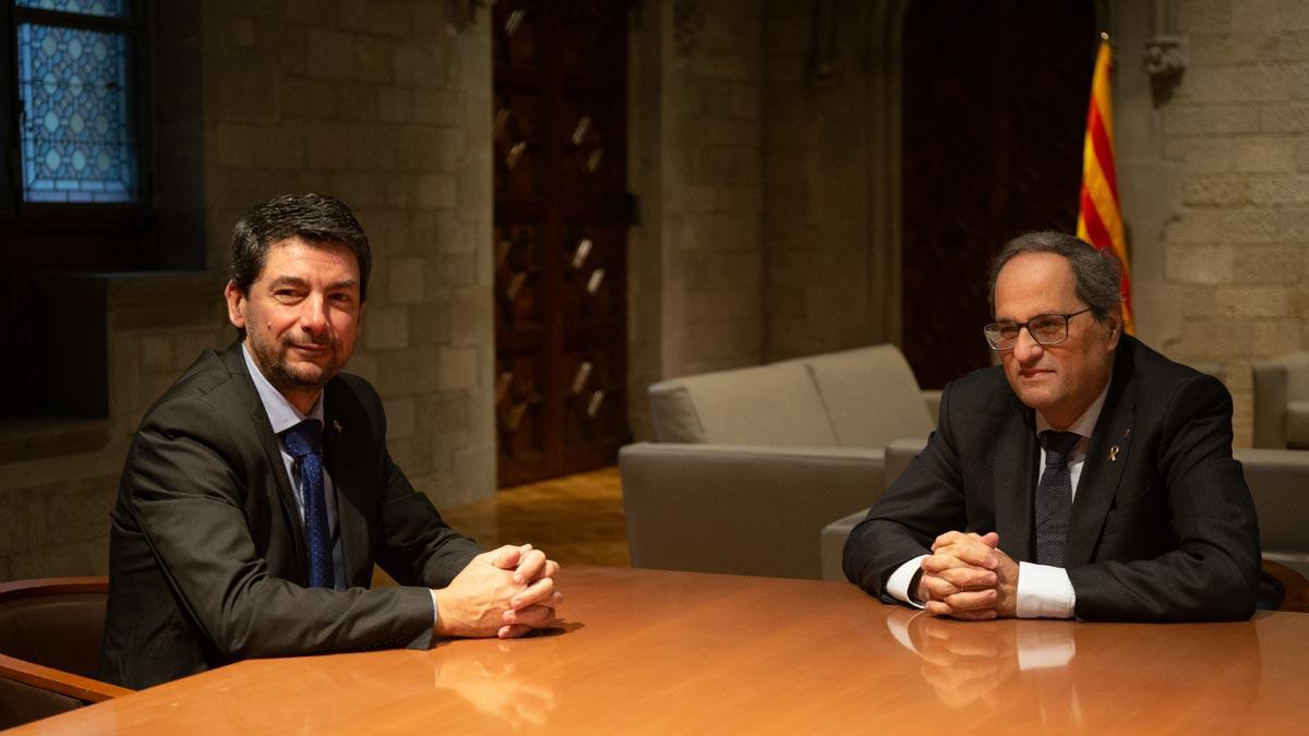 Quim Torra y Joan Canadell se reúnen en la Generalitat.