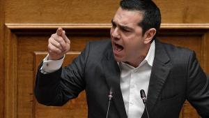 Tsipras, durante su encedida alocución en el Parlamento.