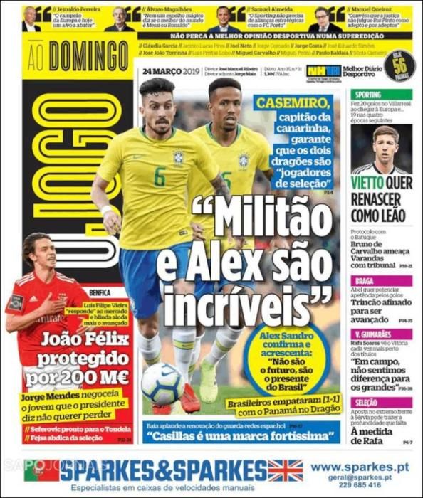 Portada O JOGO domingo 24 de marzo de 2019