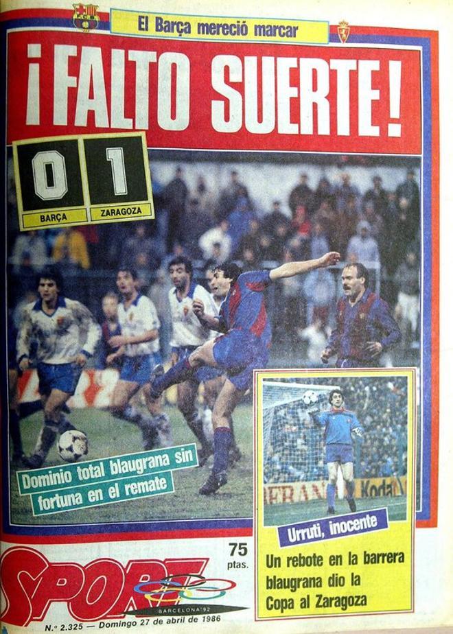 1986 - El Zaragoza se llevó la Copa del Rey ante un Barça sin suerte