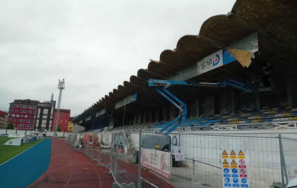 La pista central del polideportivo de Oñón tras el inicio de la obras. | LNE
