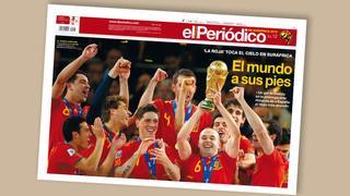 Portadas de los diarios de Prensa Ibérica del título de España en el Mundial 2010