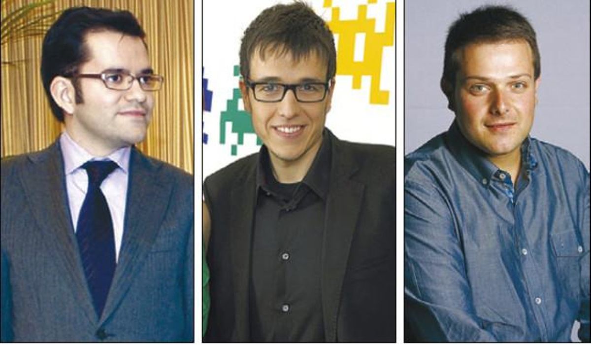 D’esquerra a dreta, Roger Albinyana, Jordi Sellas i Gerard Figueras, nous càrrecs i exdirigents de les JNC. D’esquerra a dreta, Roger Albinyana, Jordi Sellas i Gerard Figueras, nous càrrecs i exdirigents de les JNC.