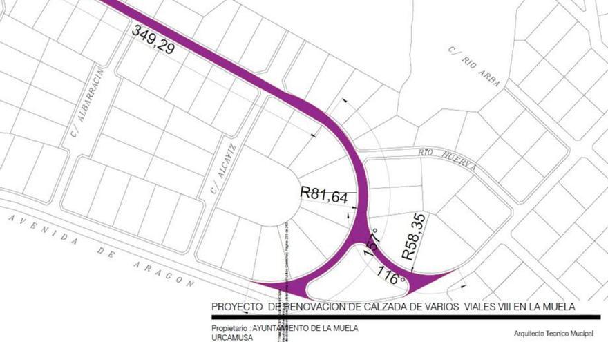 Plano con las calles del polígono que se van a renovar y asfaltar. |