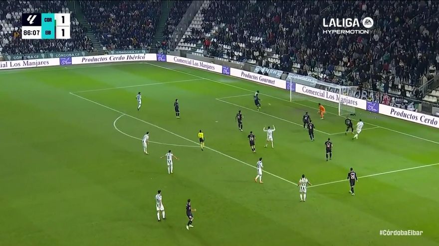El 2-1 del Córdoba en el Córdoba CF 2 - 1 SD Eibar de la jornada 20 de LaLiga Hypermotion