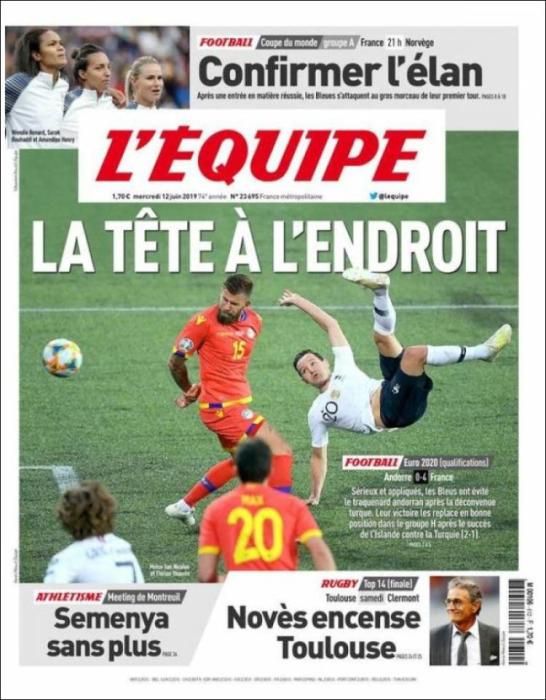 Portada L'ÉQUIPE miércoles 12 de junio de 2019