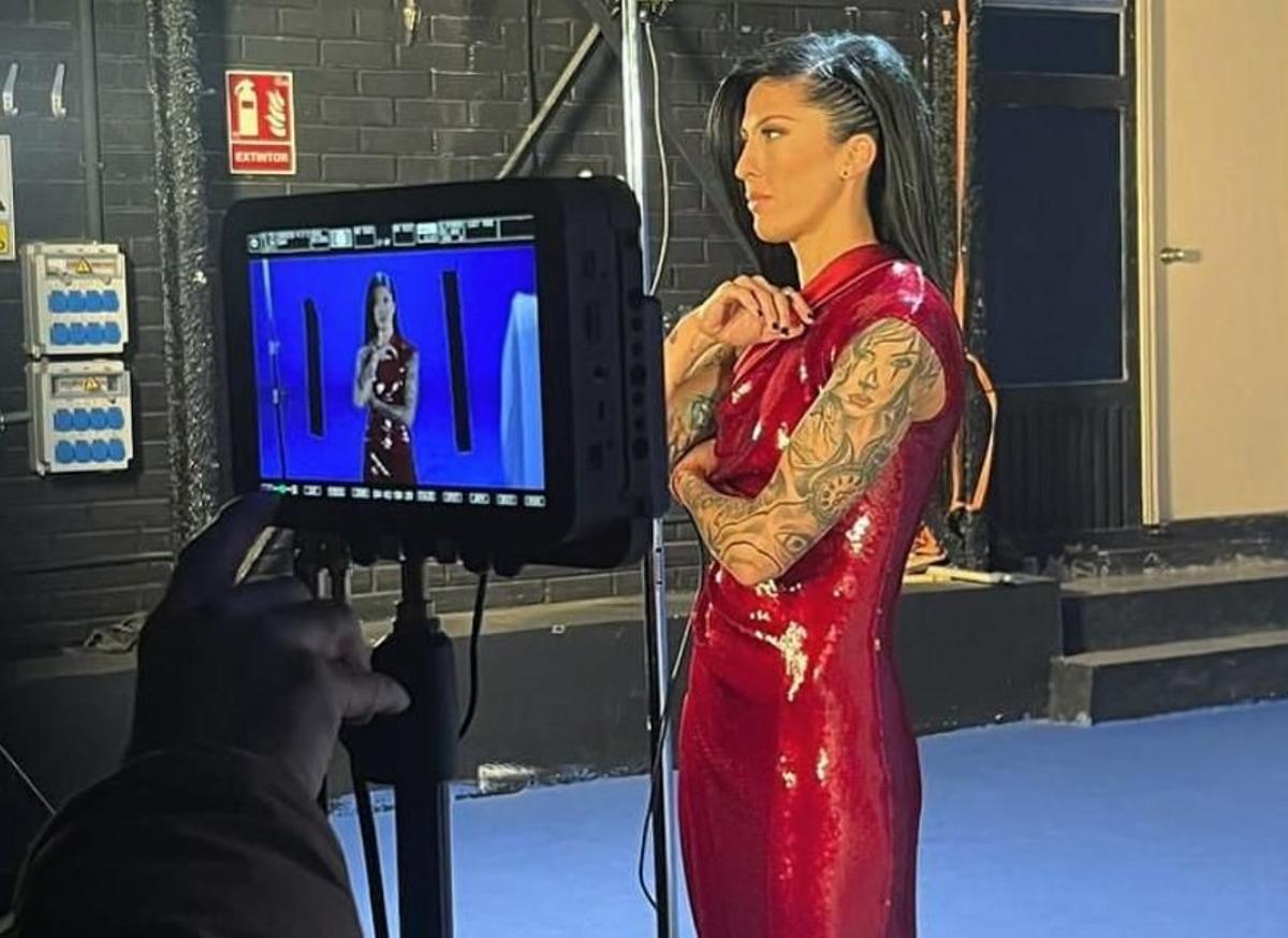 Jenni Hermoso, durante los ensayos de las Campanadas en TVE.