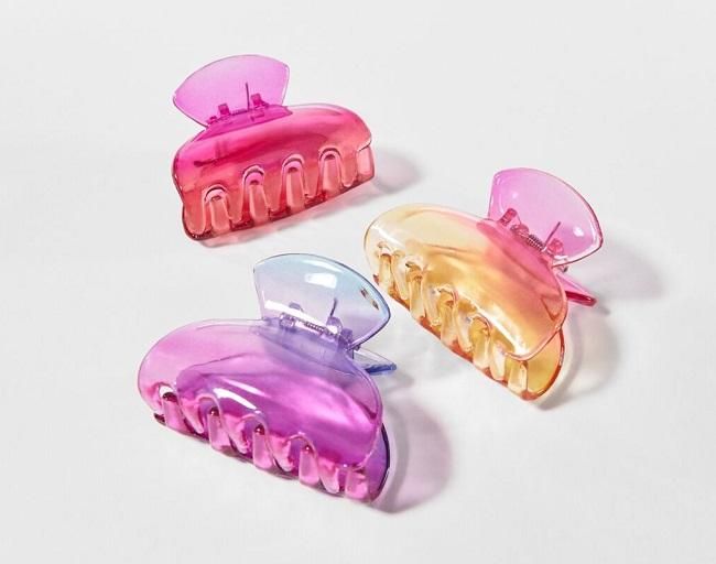 Set de tres pinzas para el pelo con colores degradados, de Bershka