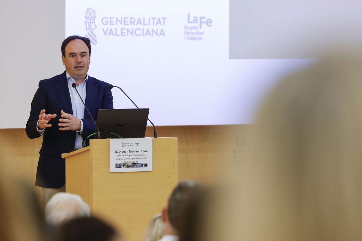 El president de la Generalitat, Juanfran Pérez Llorca, interviene en un acto este martes en La Fe.