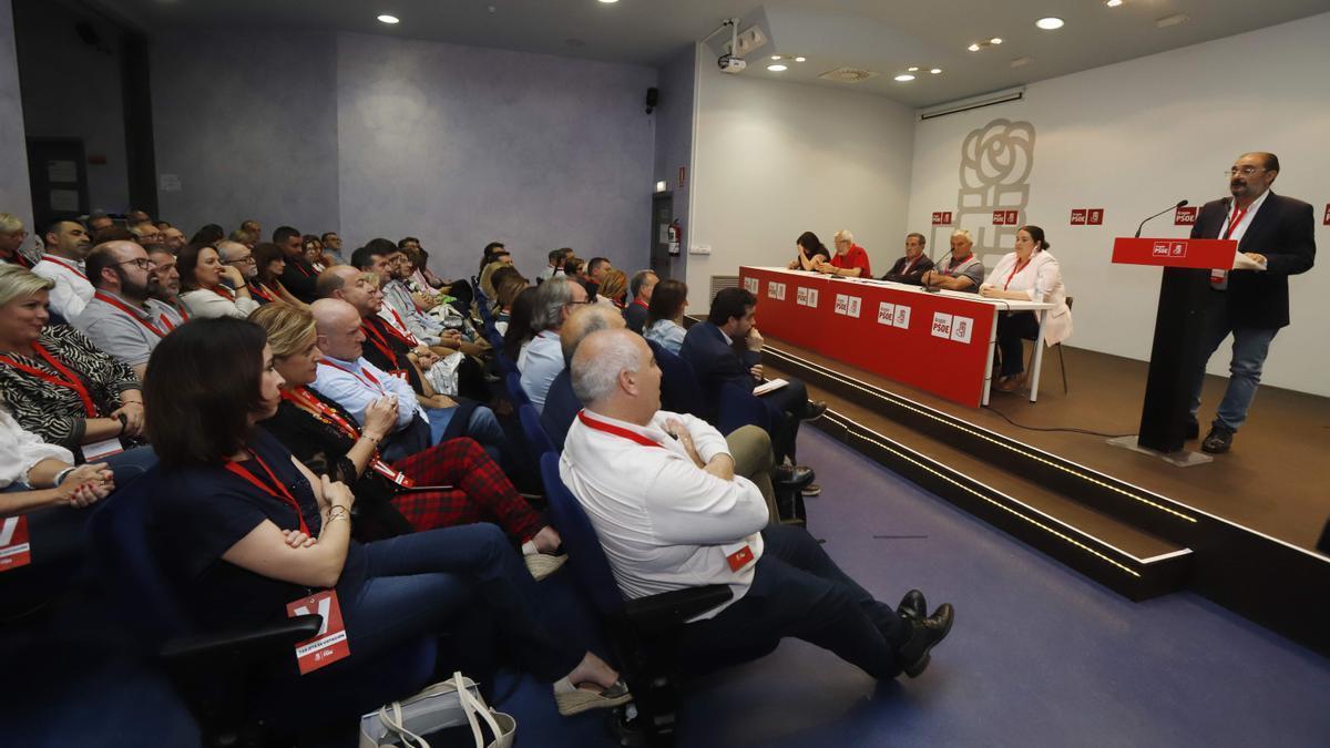 Javier Lambán, durante su intervención en el Comité Regional del PSOE.