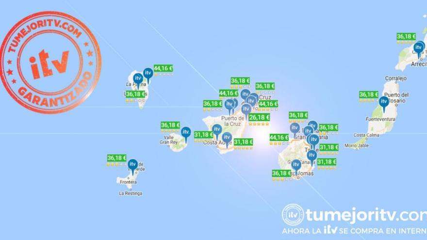 Mapa de las ITV en Canarias.