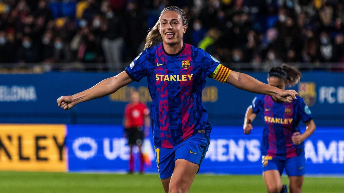 Alexia Putellas celebra un gol con el Barça