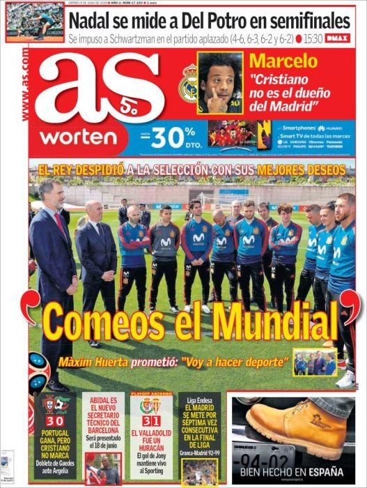 Portada AS viernes 8 de junio de 2018