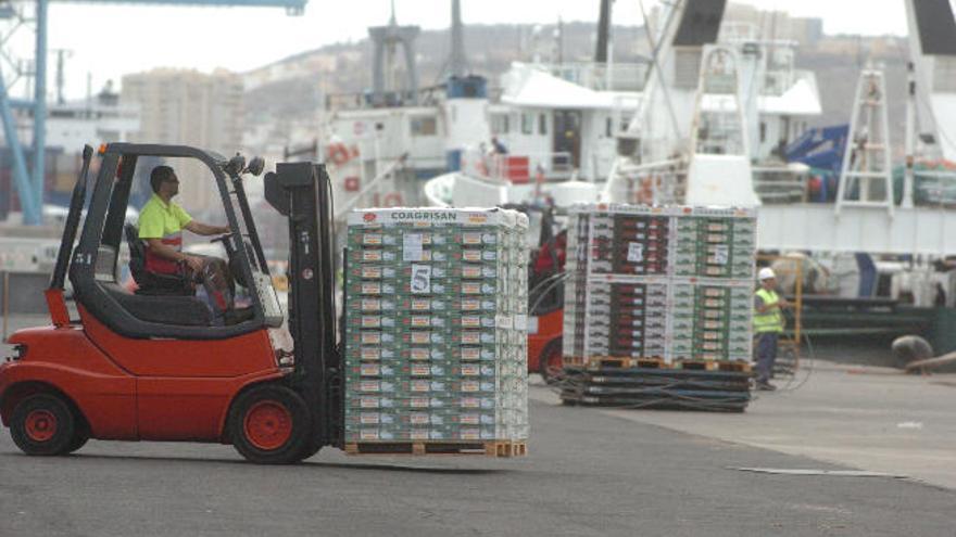 Imagen de archivo de la carga de tomates en el Puerto de La Luz rumbo a Holanda.