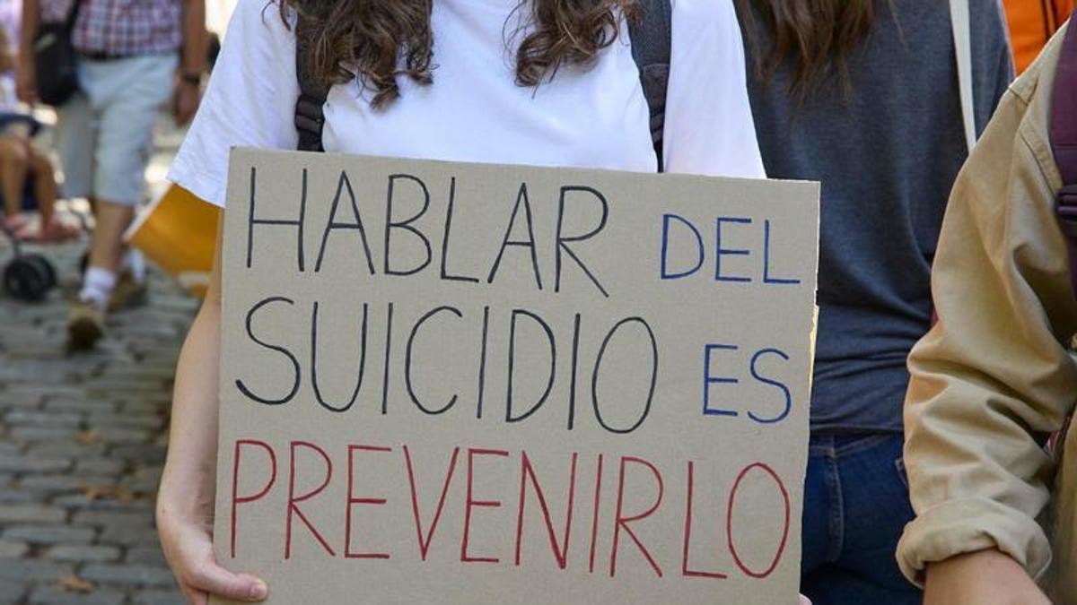 Cartel de una manifestación sobre la problemática del suicidio.