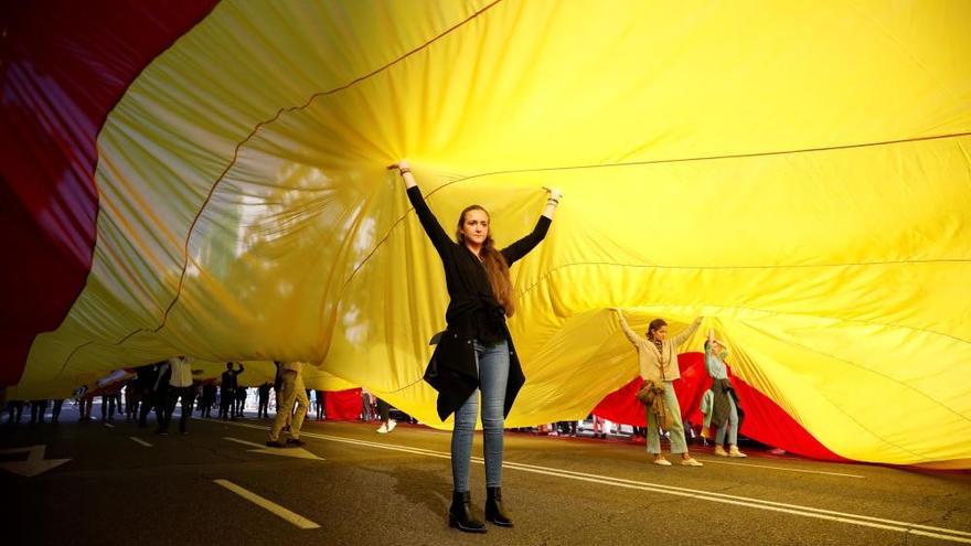 Vox desplega una enorme bandera en Colón