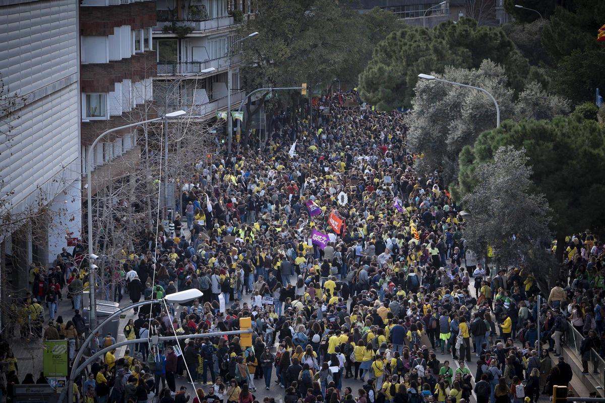 Manifestación docente, el pasado 11 de febrero en Barcelona.