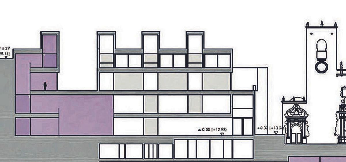 Plano de la ampliación del museo por la parte de atrás, comparado con el del estado actual. | INFORMACIÓN
